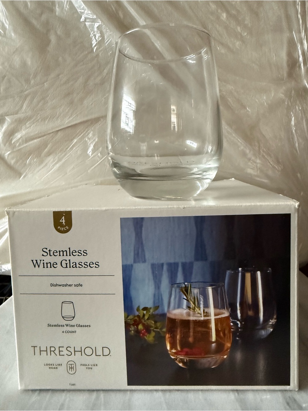Threshold Clear Stemless Wine Glasses - Clear (Set of 4)